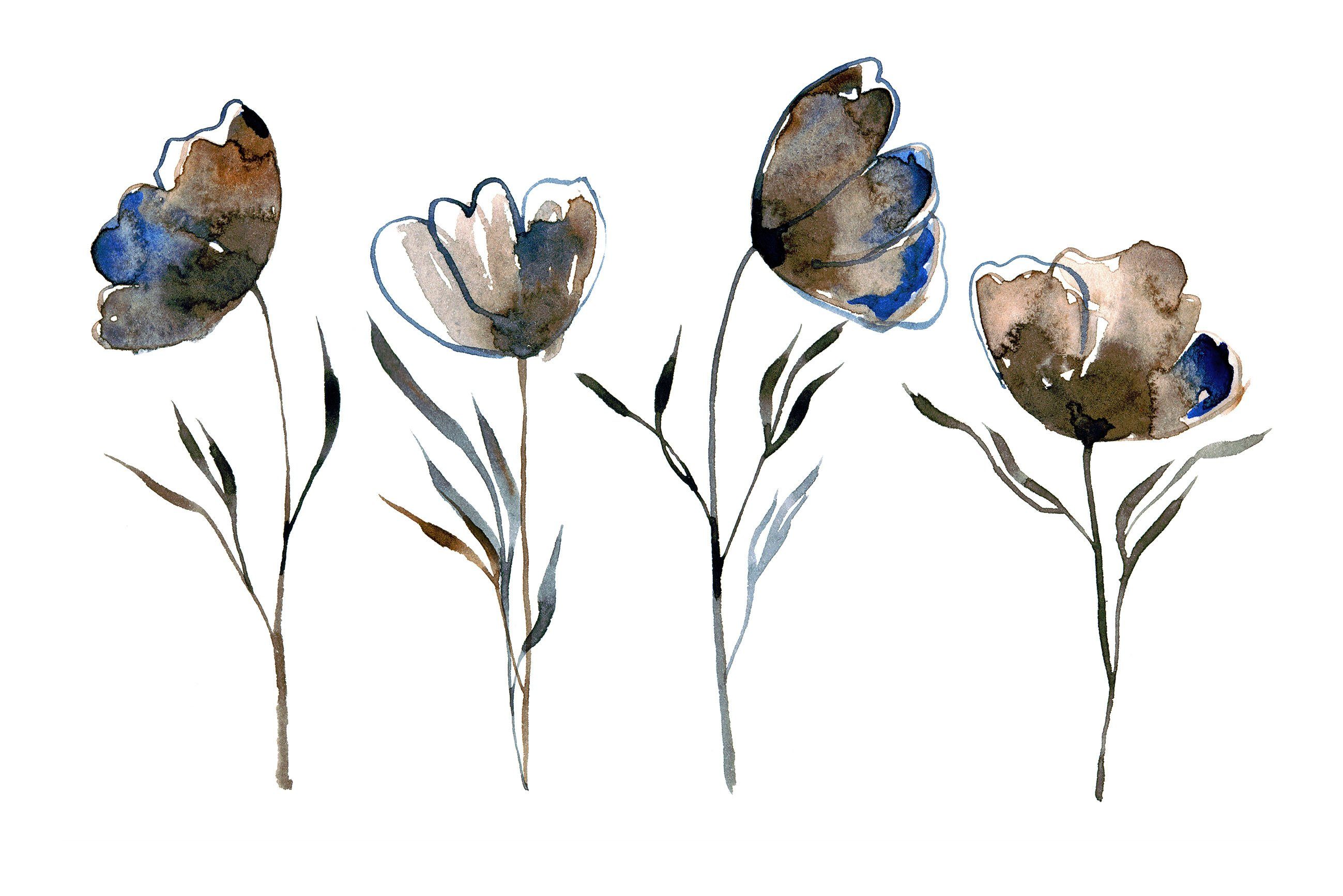 queence Leinwandbild Blumen, Blumen, Blumenbilder, Kunst, Premium-Leinwandstoff, Handarbeit aus Deutschland