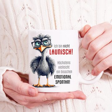 Cadouri Tasse NICHT LAUNISCH Bürotasse, Kaffeetasse mit Spruch - Geschenk, Keramik, humorvolle Tasse, beidseitig bedruckt, handgefertigt, 330 ml