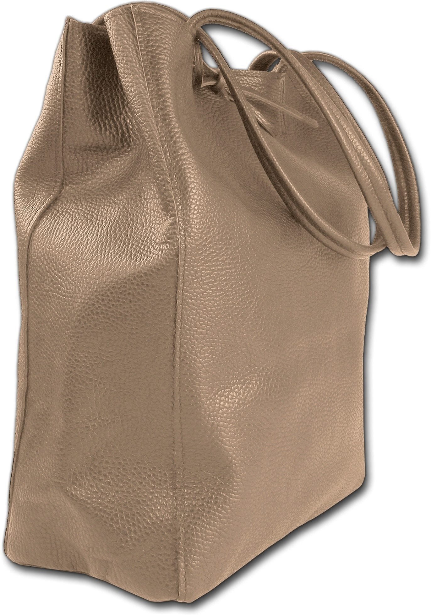 Toscanto Shopper Toscanto Damen Shopper Schultertasche (Schultertasche, Shopper), Damen Tasche Echtes Leder, Rindsleder taupe-dunkelbeige, Made-In Italy