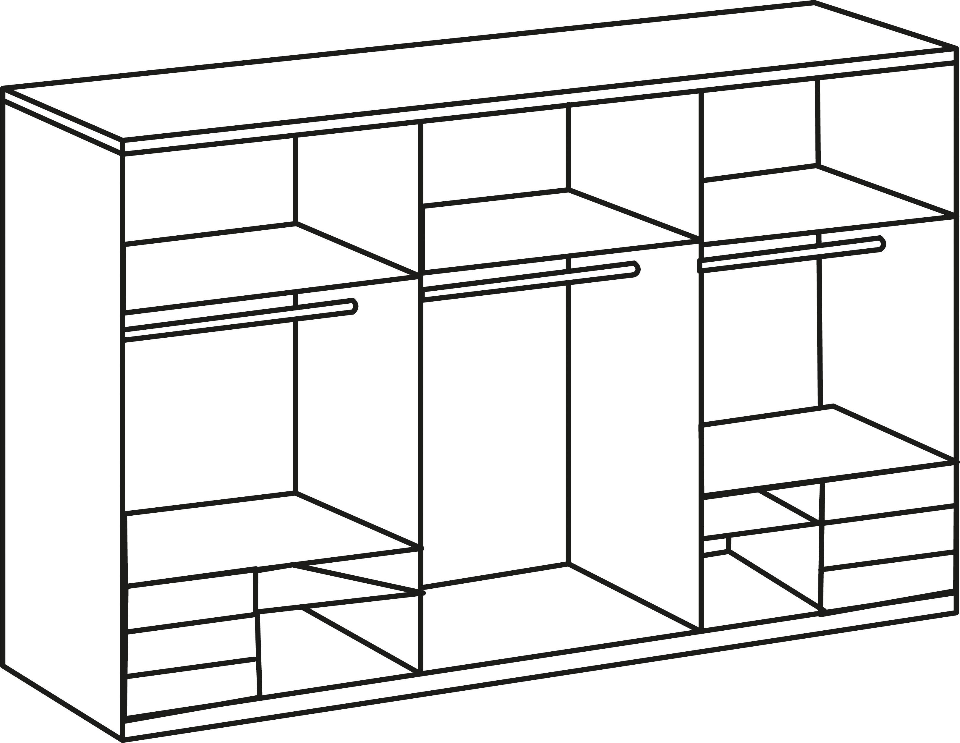 Fresh To Go Schwebetürenschrank Level mit Synchronöffnung, Geräumige  Schubkästen und Innenfächer