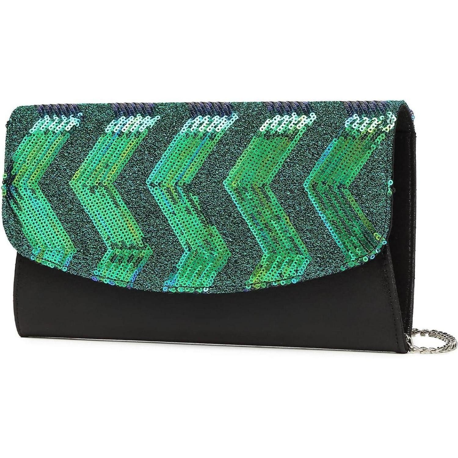 LuxusKollektion Clutch Damen Clutch Party Pailletten Umhängetasche Schwarz Gold Silber Grün