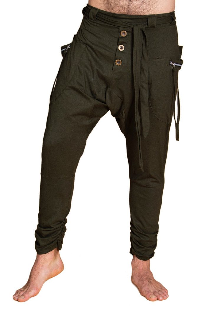 PANASIAM Haremshose Baggy Pants locker-luftige Hose mit tiefem Schritt Pumphose Pluderhose mit elastischem Bund Haremshose Relaxhose Sarouel Hose im Ethno Style