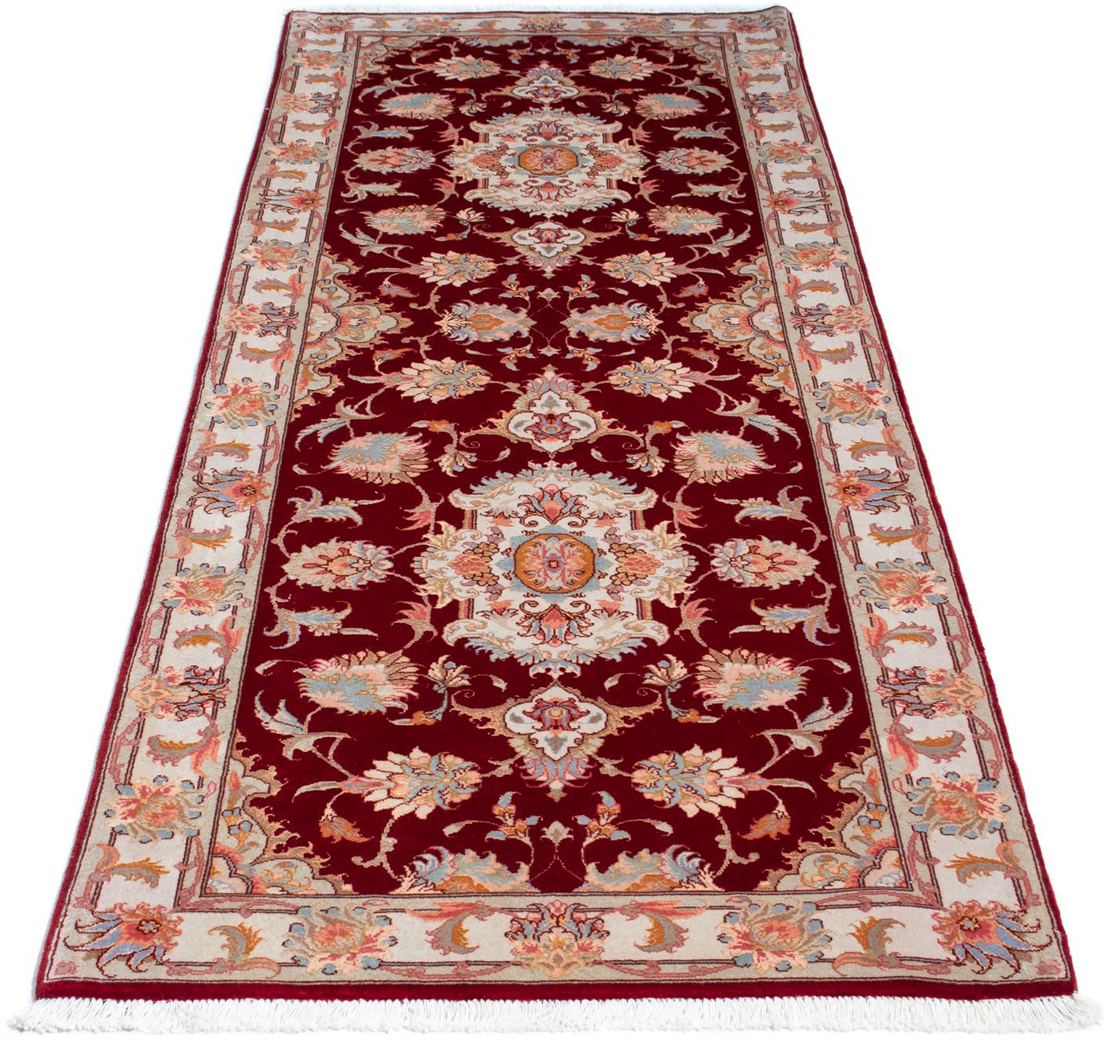 Orientteppich Perser - Täbriz - Royal - 208 x 80 cm - dunkelrot, morgenland, rechteckig, Höhe: 7 mm, Wohnzimmer, Handgeknüpft, Einzelstück mit Zertifikat