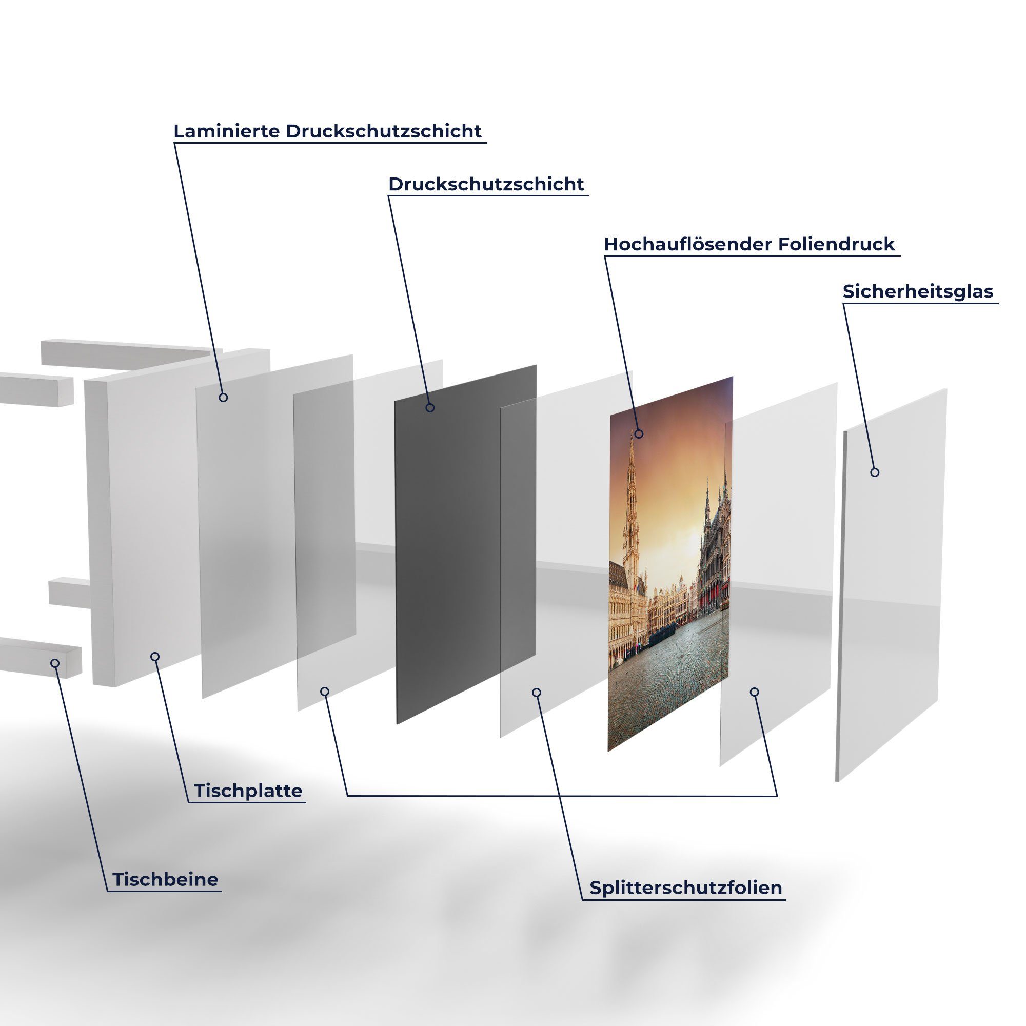 Couchtisch Glastisch Place DEQORI Weiß 'Grand modern am Glas Morgen', Beistelltisch