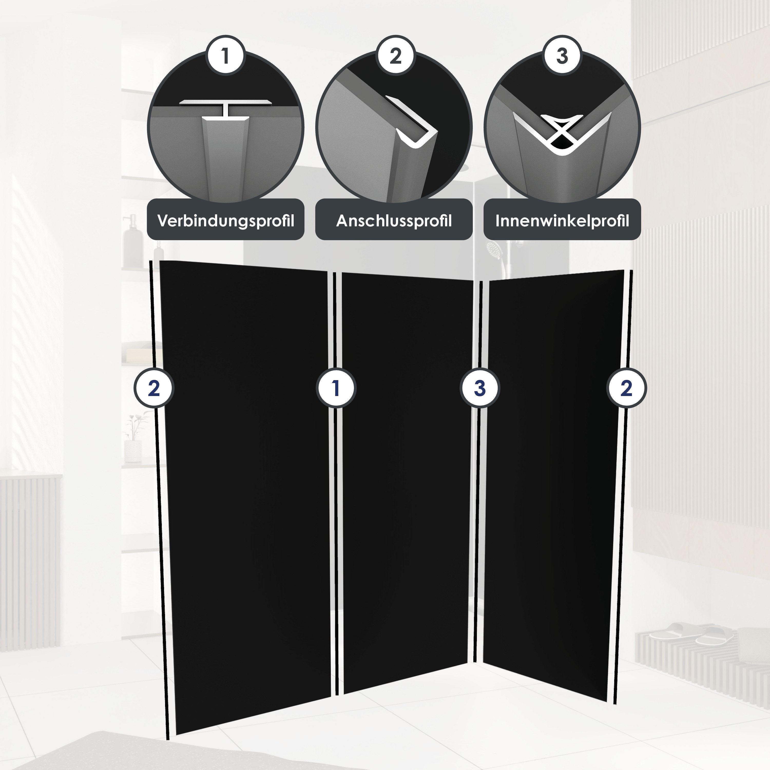 Marwell Duschrückwand Urbanox, (Set, 2-tlg), Set bestehend aus: 1 Paneel 90 x 210 cm, 1Paneel 120 x 210 cm