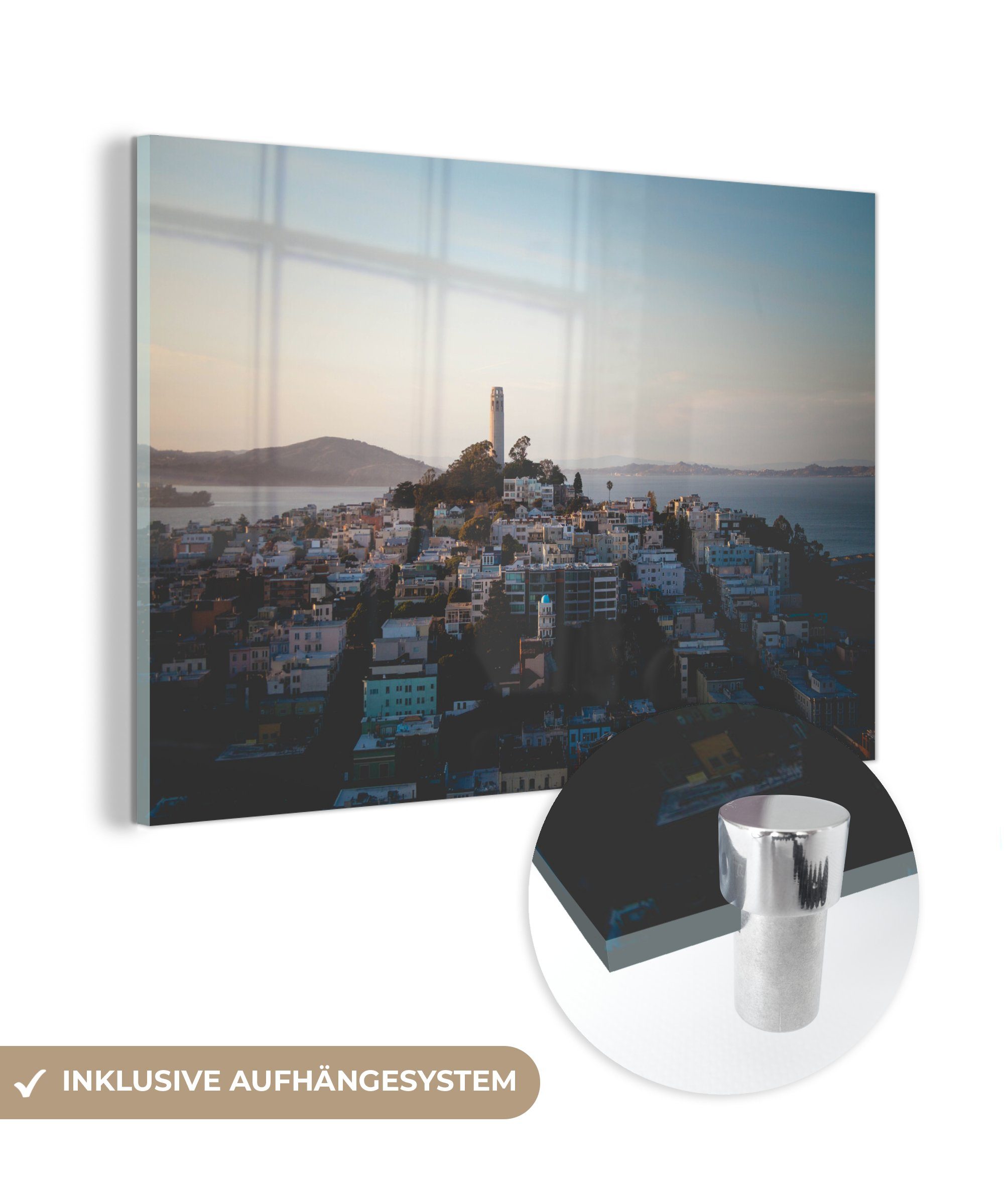 MuchoWow Acrylglasbild San Francisco - Meer - Architektur, (1 St), Acrylglasbilder Wohnzimmer & Schlafzimmer