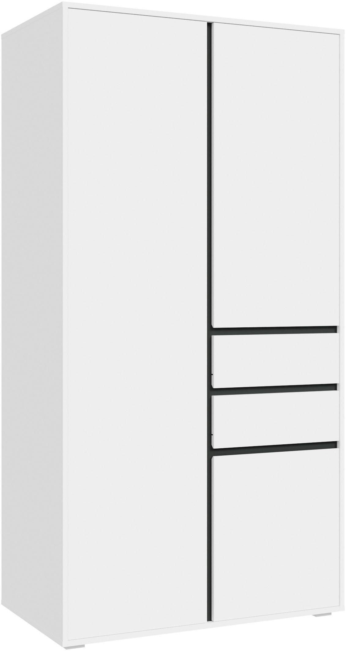 Home affaire Kleiderschrank NULA, Schlafzimmerschrank, Garderobe, Schrank (1-St., in verschiedenen Ausführungen und Farben erhältlich) 3 Türen, 2 Schubkästen, 1 E-Boden, 5 K-Böden, 1 Kleiderstange