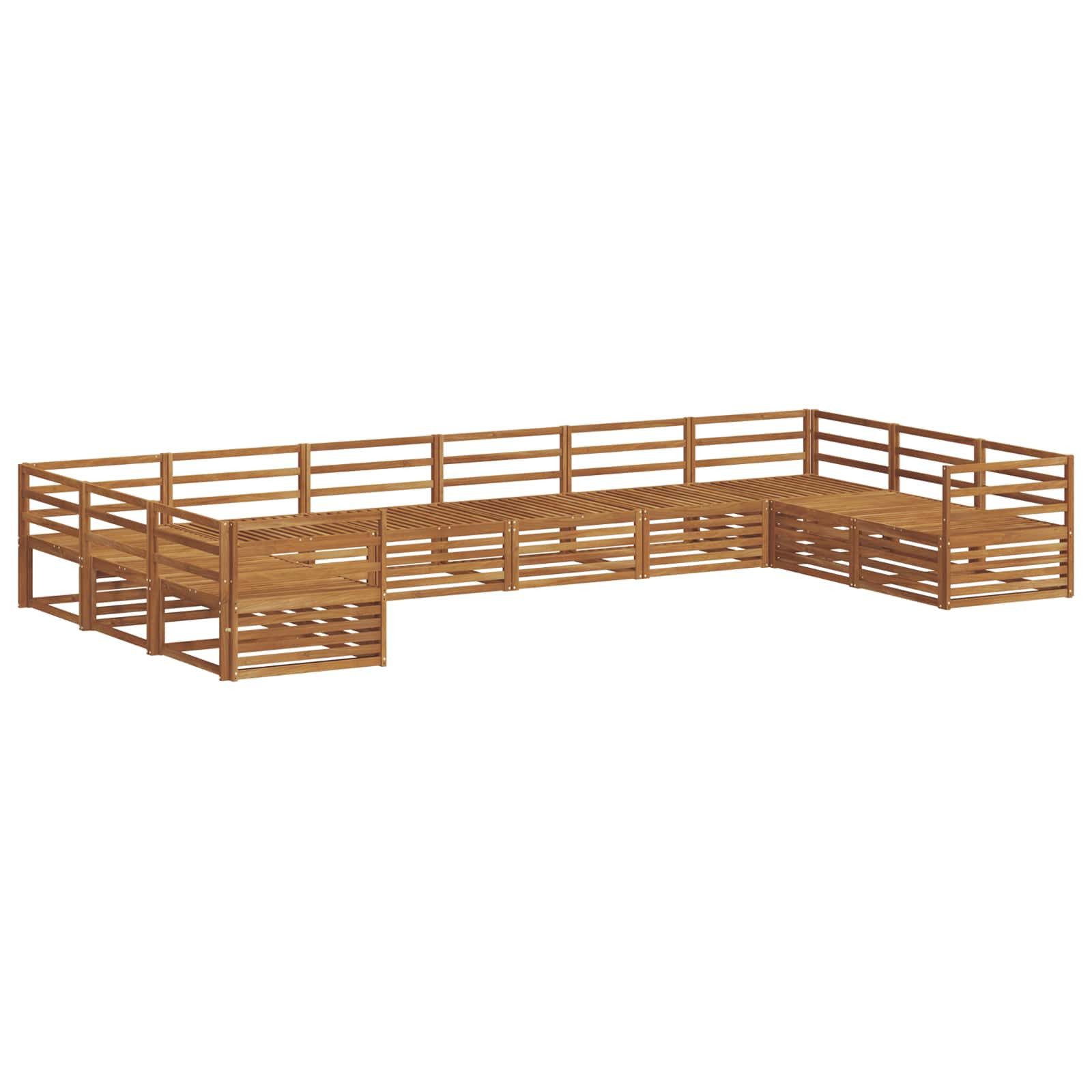 vidaXL Gartenlounge-Set Sofagarnituren 11 stk. Natur Massivholz, (11-tlg)