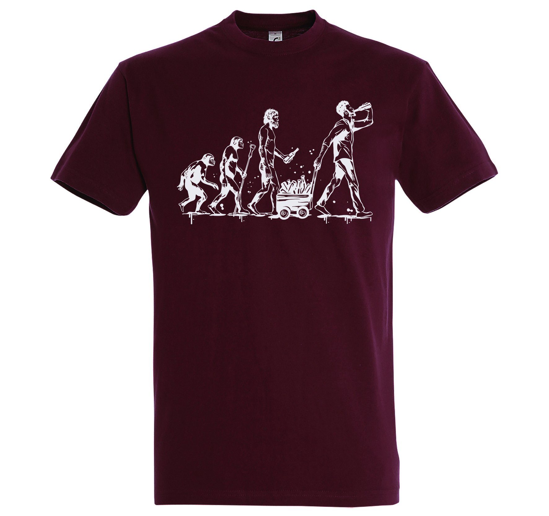 Print mit Designz Herren T-Shirt lustigem Burgund EvolutionBier T-Shirt Youth