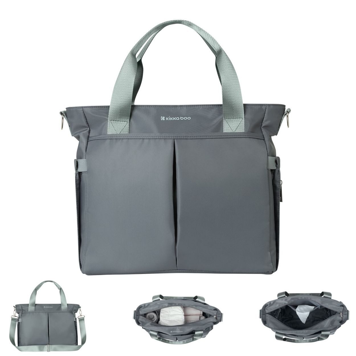 Kikkaboo Wickeltasche Brielle (1-tlg), wasserfest, Kinderwagenclips, Wickelunterlage, Reißverschluss