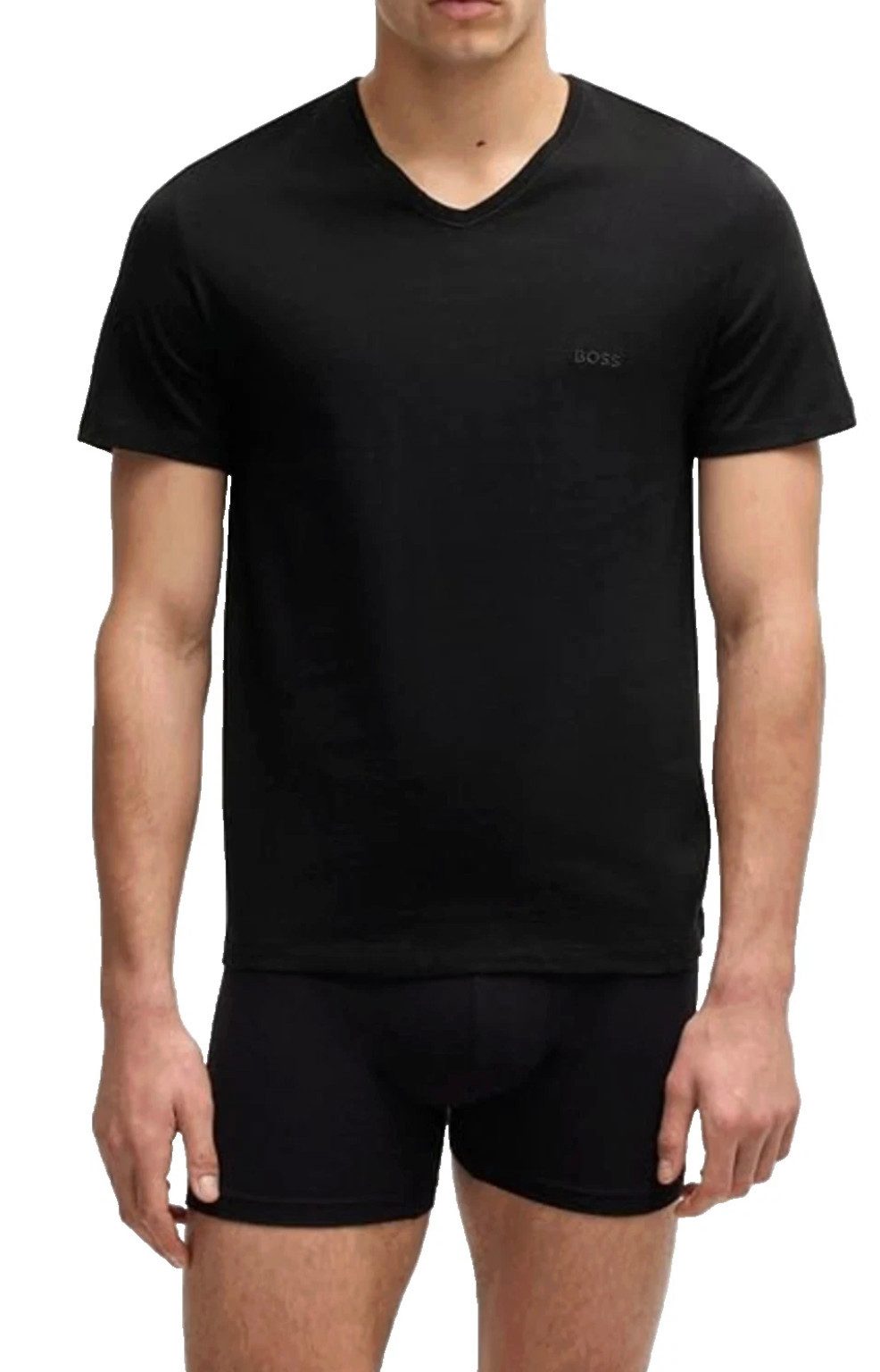 BOSS T-Shirt Herren 3 x T-Shirts V-Ausschnitt Shirt Regular Fit 100% Baumwolle (Verpackung: Original BOSS gift Box, 3er-Pack) Pflegeleicht und formstabil, Logo-Stickerei