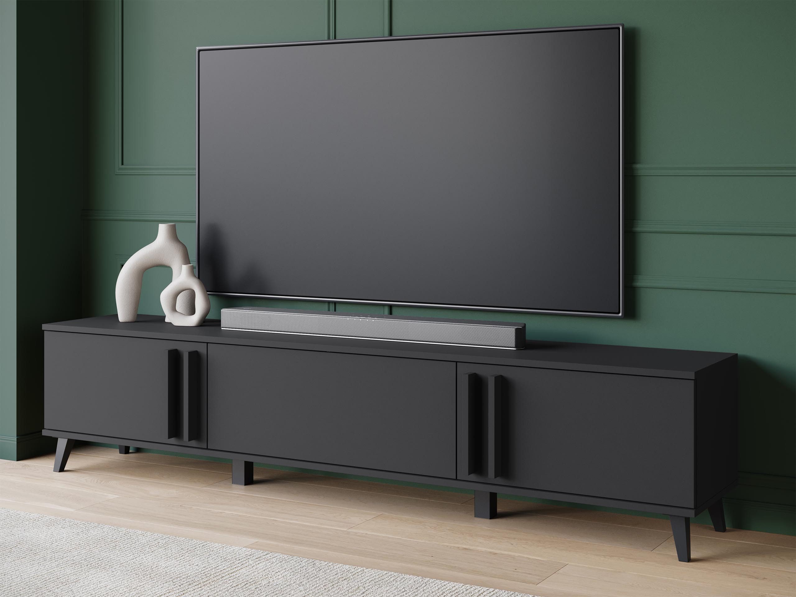 MIRJAN24 TV-Schrank Helsinki 183 (mit drei Klappen) 180x33x40 cm, Füße 10 cm