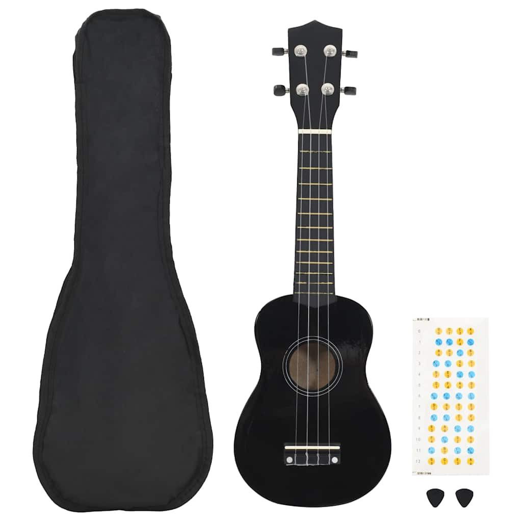 Ukulele Sopran-Ukulele-Set mit Tasche für Kinder Schwarz 21"