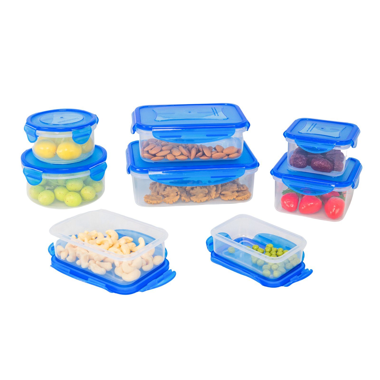 Plentyfy Frischhaltedose Frischesystem mit Vorratsdosen 16, Frischhaltedose - blau Set Kunststoff, (Set, Deckel 16-tlg)