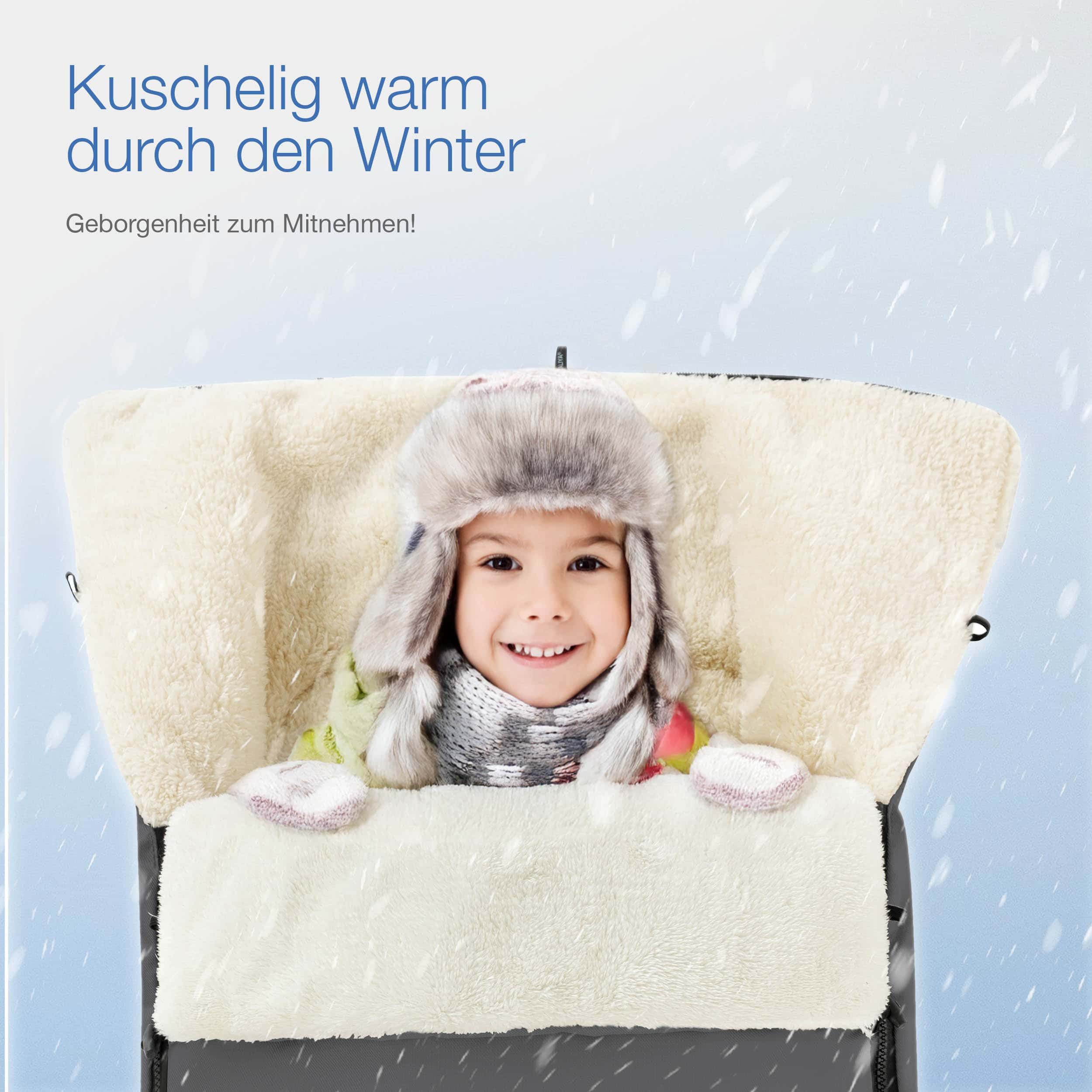 Daliya® Fußsack Schlafsack und Fußsack für Buggy und Sportsitz, Winterfußsack, Universell für alle Kinderwagen, Kuschelig, Tasche zum Verstauen