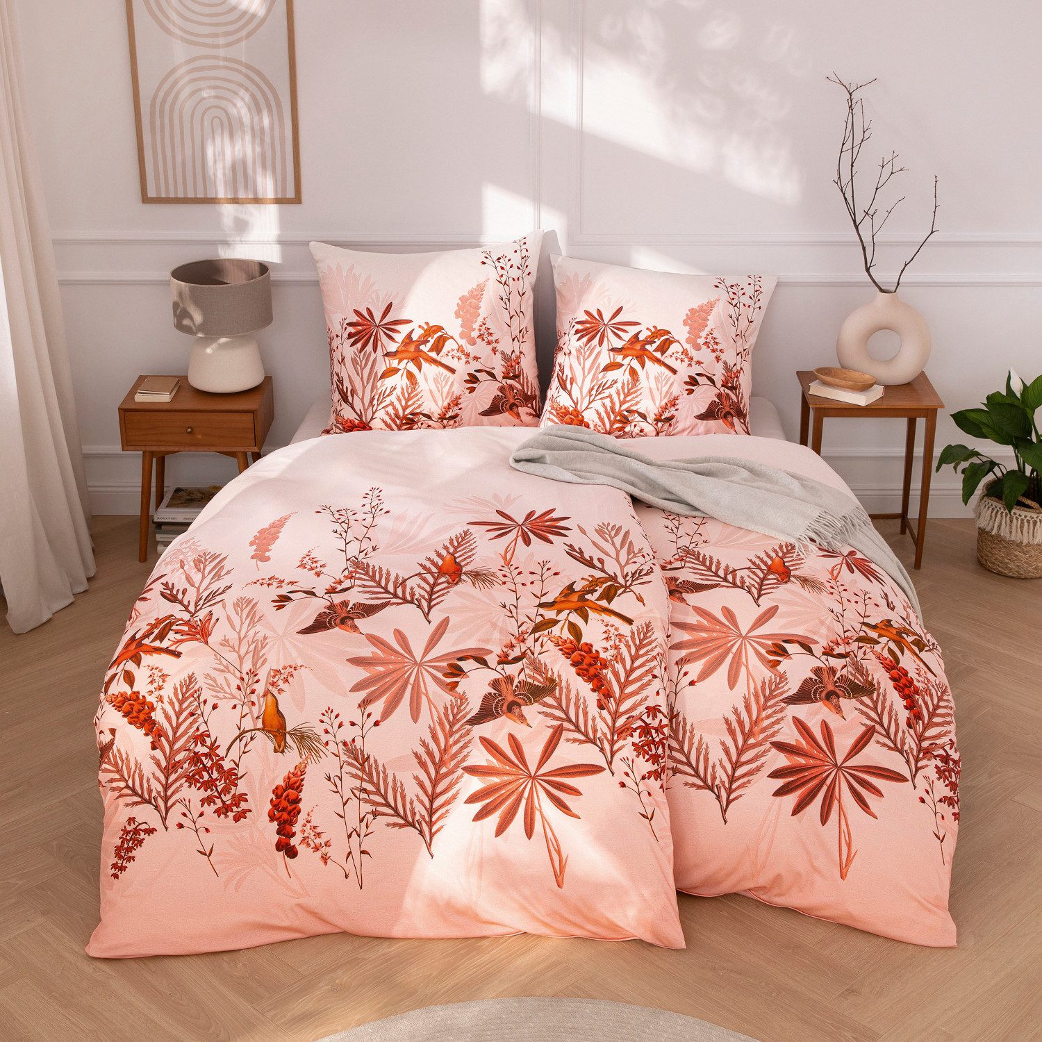 Estella Bettwäsche Estella Interlock Jersey Bettwäsche Viviene 6964-290 Blätter 135x200, Interlock Jersey, 2 teilig