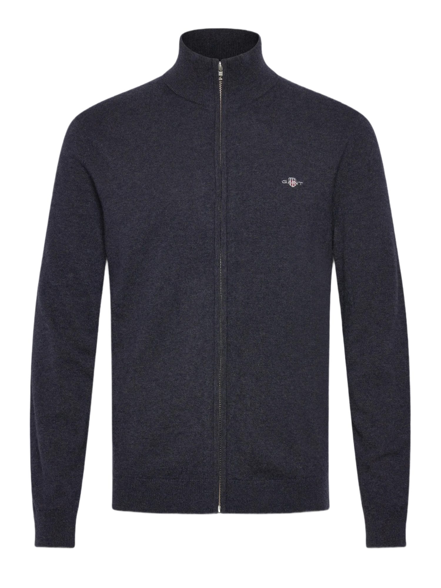 Gant Strickjacke blau,Casual,Wolle,Unifarben,Stehkragen,Lang,Regular Fit