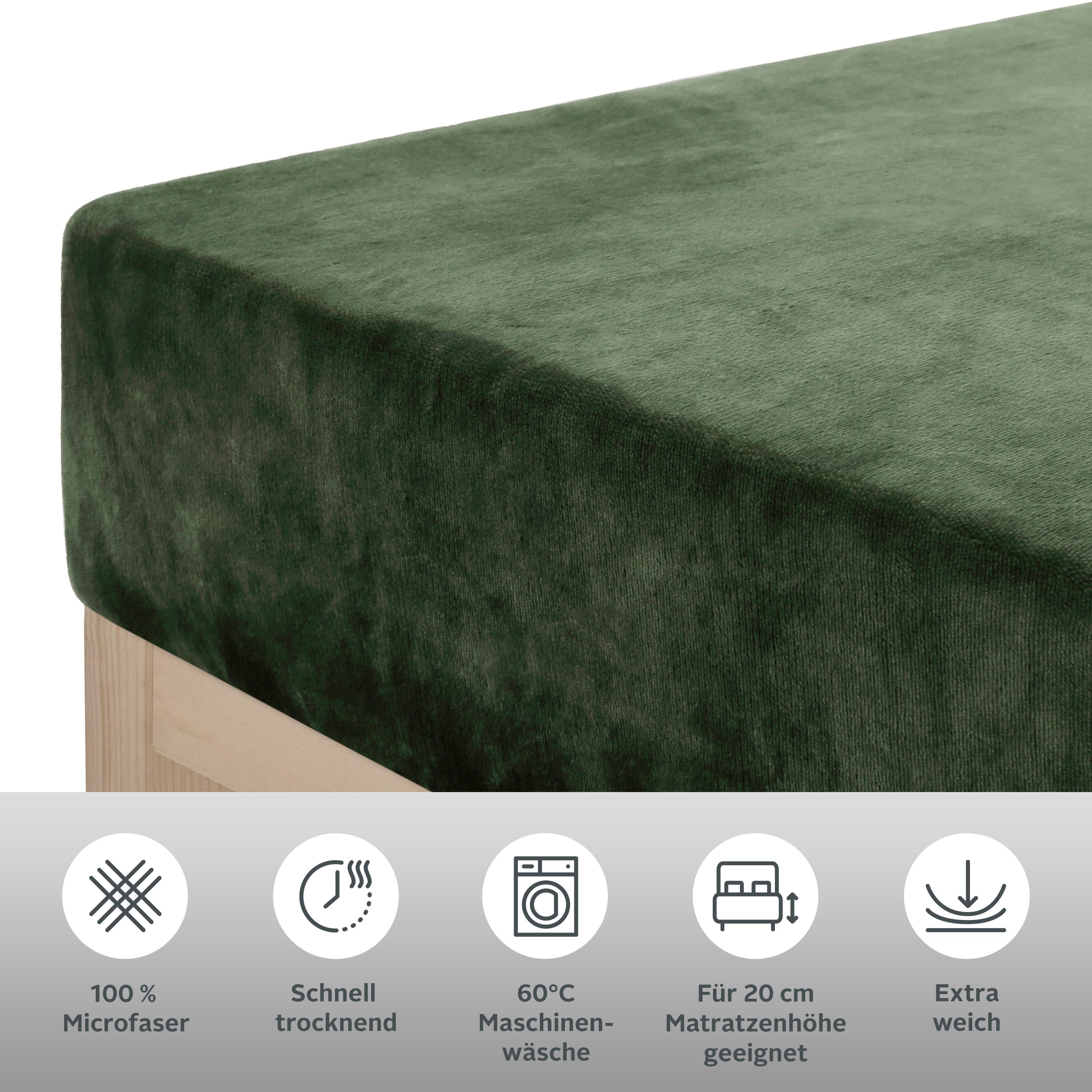 OTTO home Spannbettlaken Desner3, Mikrofaser-Fleece, Soft-Touch-Oberfläche, Microfaser, Gummizug: rundum, (1 Stück), für Matratzen bis 20cm Höhe, kuschelig & weich, Bettlaken