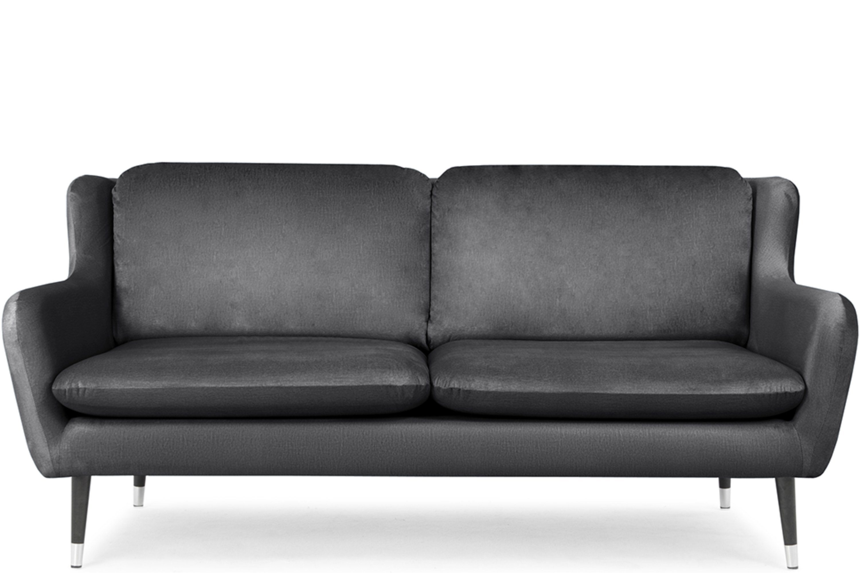 Konsimo Sofa AFOS Sofa 3 Sitzer, wasserabweisender Oberstoff, auf hohen schwarz lackierten Holzbeinen grau | grau