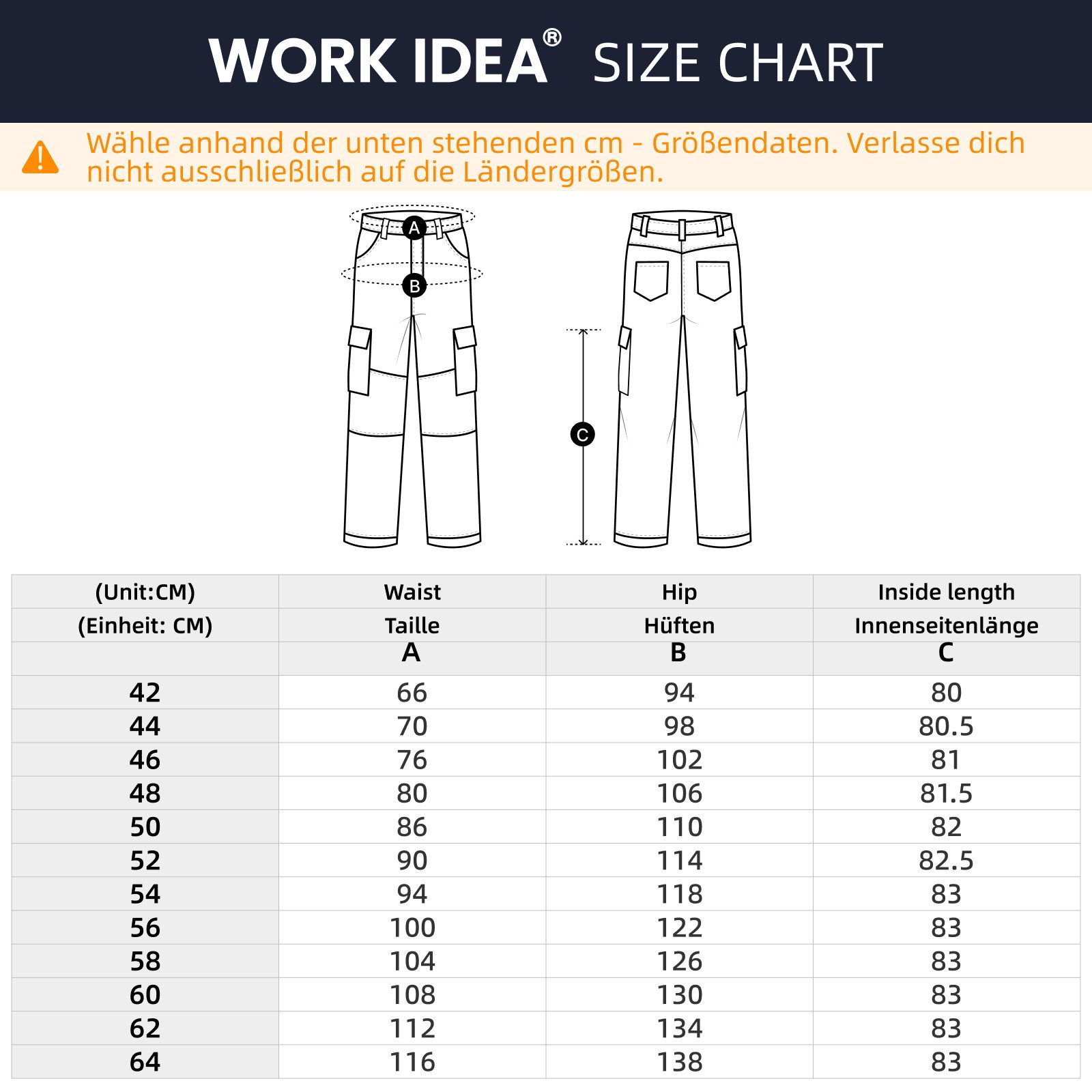 WORK IDEA Arbeitshose Herren Stretch Arbeitshose Herren Sommer (1-tlg) mit zahlreichen Taschen Werkzeugtaschen