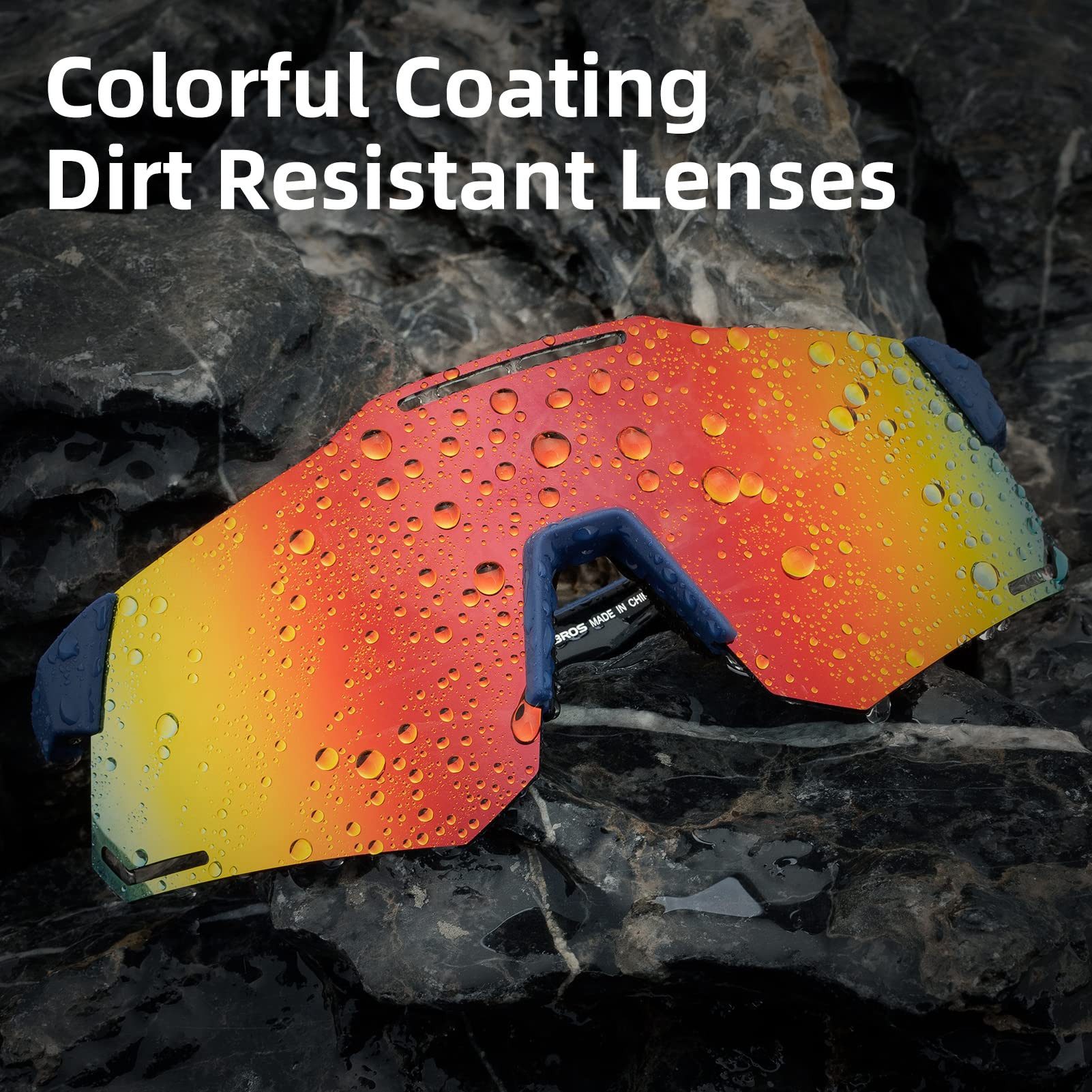 ROCKBROS Fahrradbrille Polarisierte Sonnenbrille/einfarbige Sportbrille UV400, TR90-Rahmen, Beschlagfrei