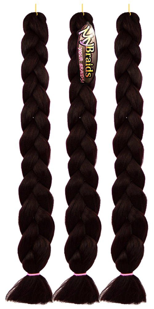 Bordeaux 3er Premium BRAIDS! YOUR 10-AY Flechthaar Kunsthaar-Extension mit im Pack 2m MyBraids Braids Zöpfe 1-farbig Länge