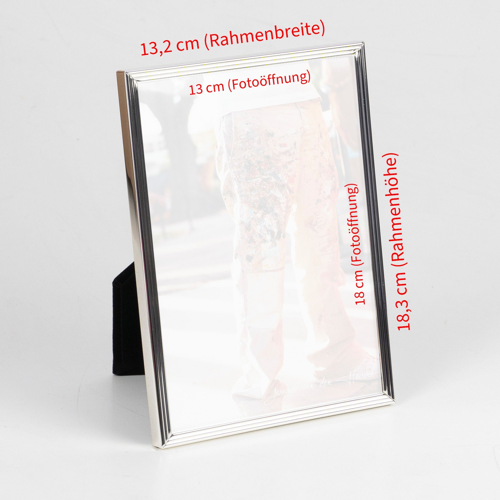 cm, versilbert, Samt-Rückseite 13,2x18,3 Bildausschnitt, Rahmengröße: 13x18 cm Bilderrahmen Amadeo