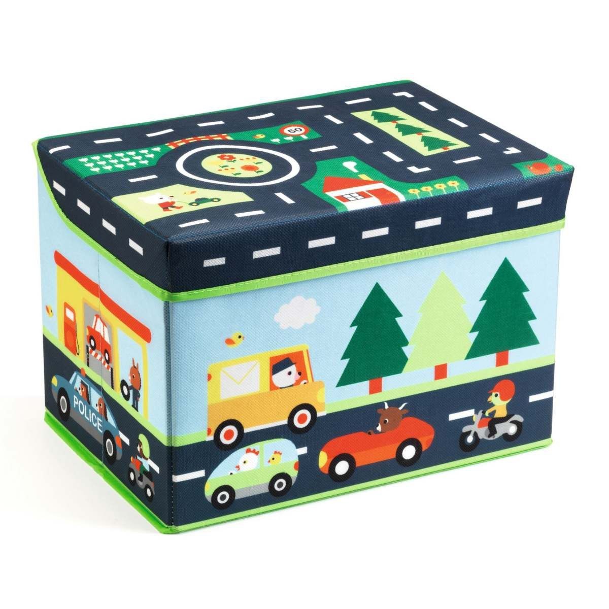 DJECO Spielzeugtruhe Spielzeugbox Rennstrecke Aufbewahrungsbox 35 günstig online kaufen