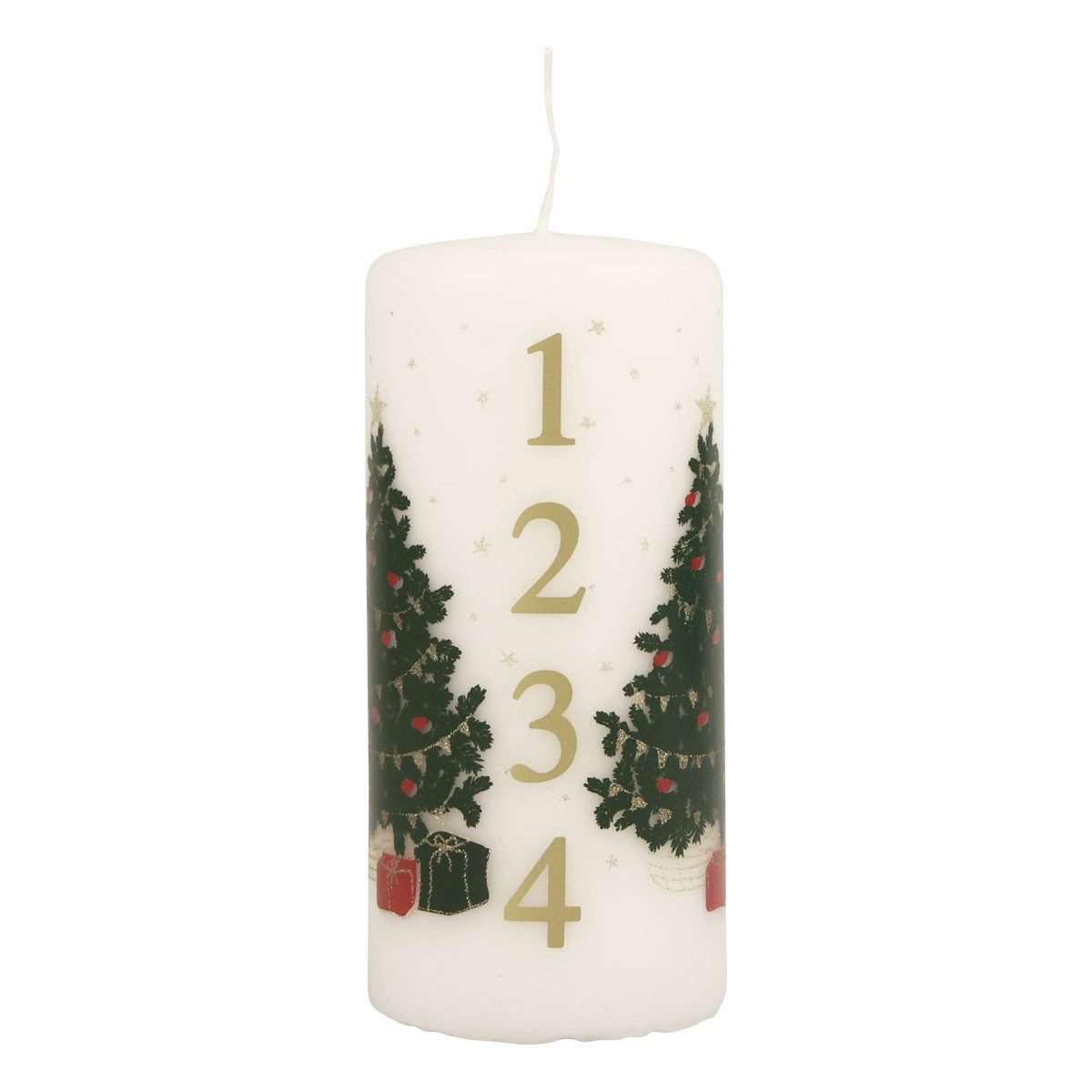 edelman Stumpenkerze Adventskerze mit Zahlen und weihnachtlichem Motiv für