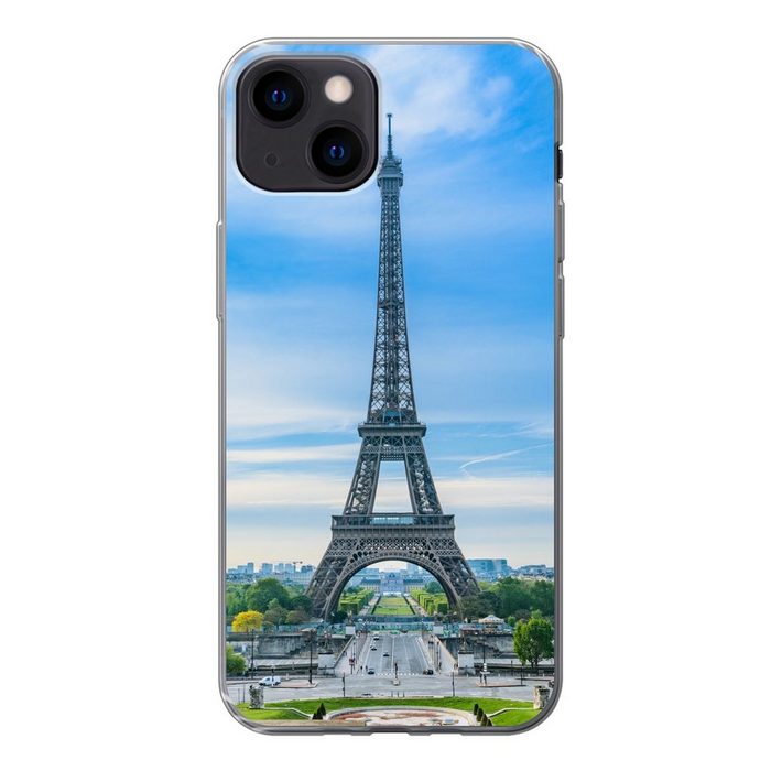 MuchoWow Handyhülle Der Eiffelturm vor einer farbenprächtigen Kulisse Handyhülle Apple iPhone 13 Smartphone-Bumper Print Handy