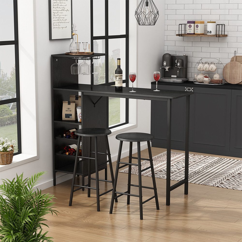 Vicco Bartisch Naila, Schwarz, 121.5 x 40 cm mit 2 Hocker (3-St)