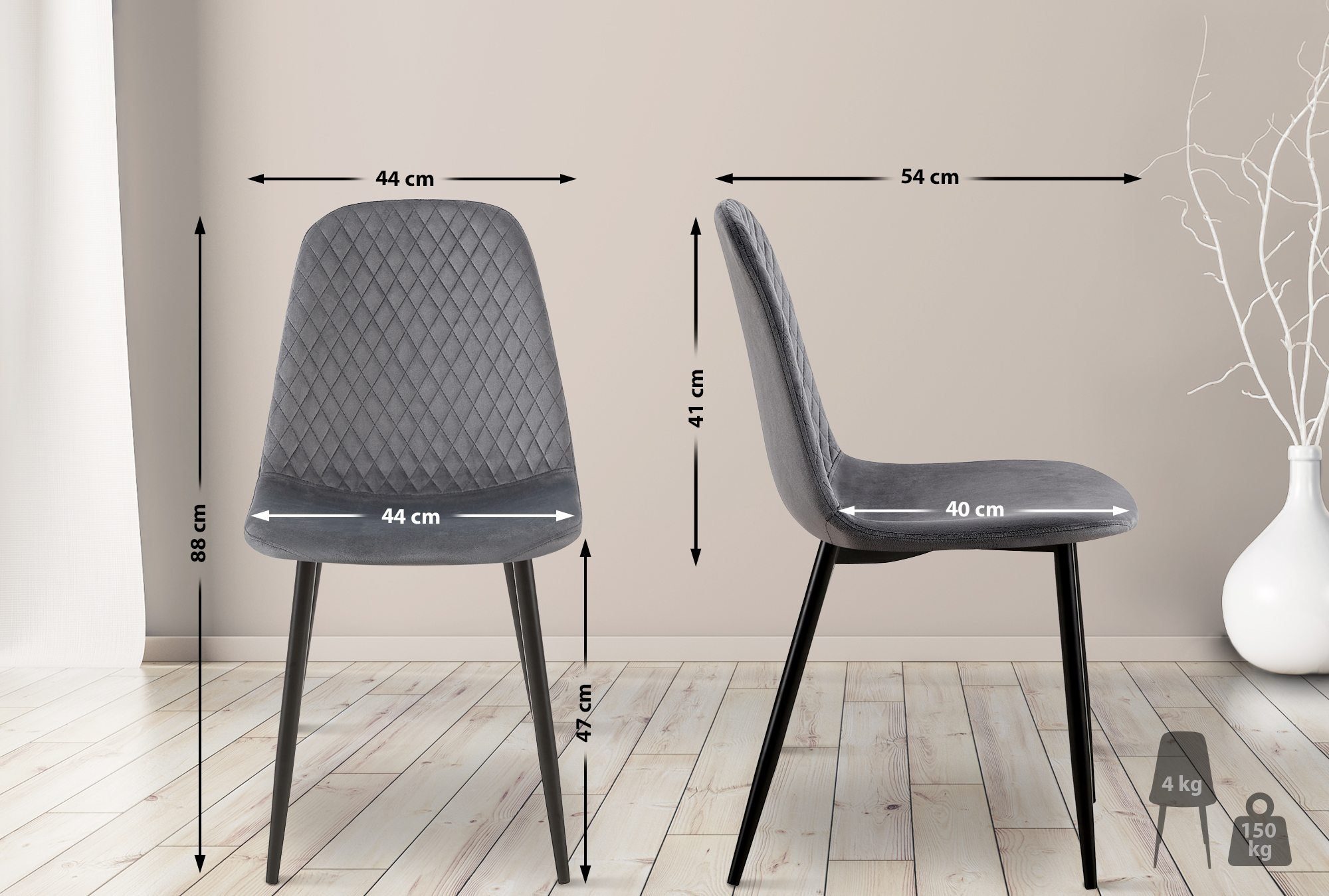 CLP Esszimmerstuhl Giverny, Samt/ Stoff, Ziernähte, günstig online kaufen