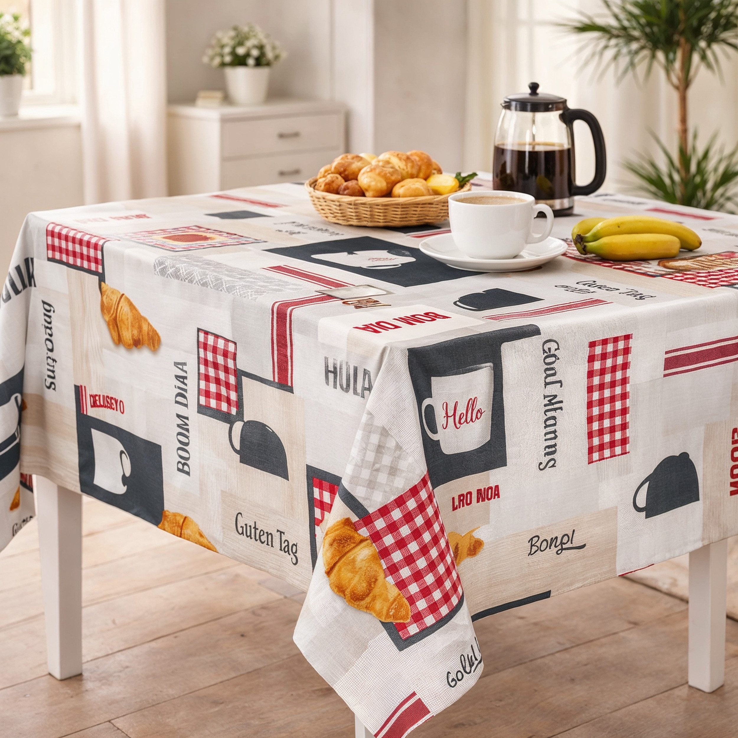 Melody Gartentischdecke Wachstuchtischdecke Wachstuch Gartentischdecke Frühstück hell, fleckenabweisend, abwischbar, wasserfest, fleckschutz