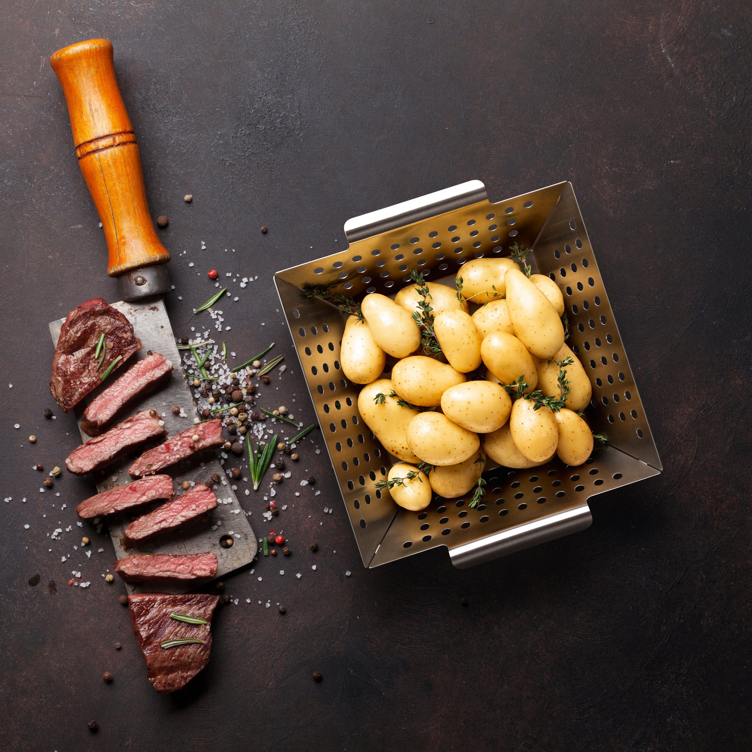 Blumtal Grillschale Grillkorb aus 100% Edelstahl, Edelstahl, (Grillzubehör, 1-St), perfekt für Grillgemüse, Grillschale geeignet für alle Grillarten