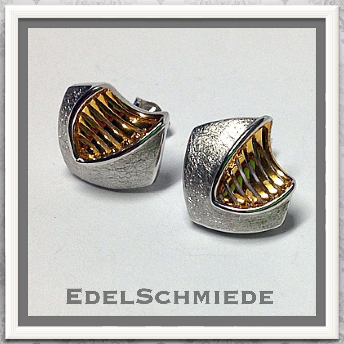 Ohrstecker-Set Edelschmiede925 moderne Ohrstecker 925 Silber teilweise vergoldet