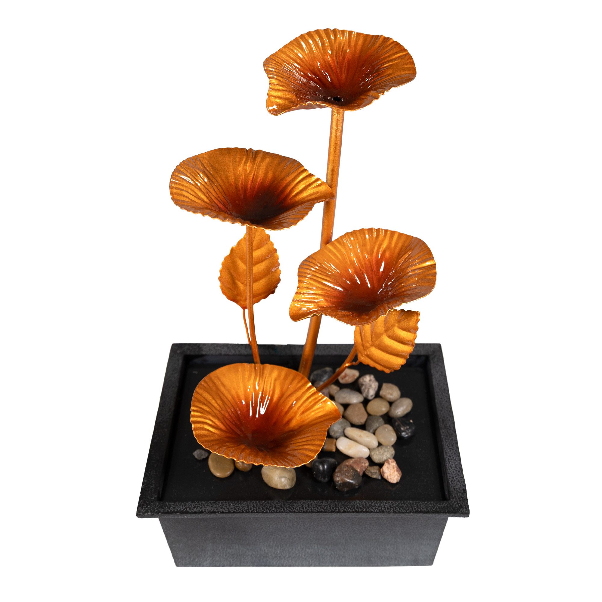 Lemodo Zimmerbrunnen Tischbrunnen mit Metallblätter, 4 Stufen, 21 cm Breite günstig online kaufen