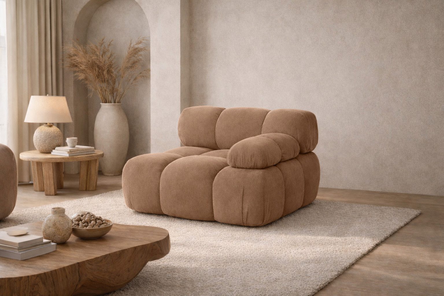 Kaiser Möbel Sofaelement seitlich links / rechts, modulares System, Veloursstoff Salvador,SELIA (Einzelelement), HR-Schaum Wellenfederung