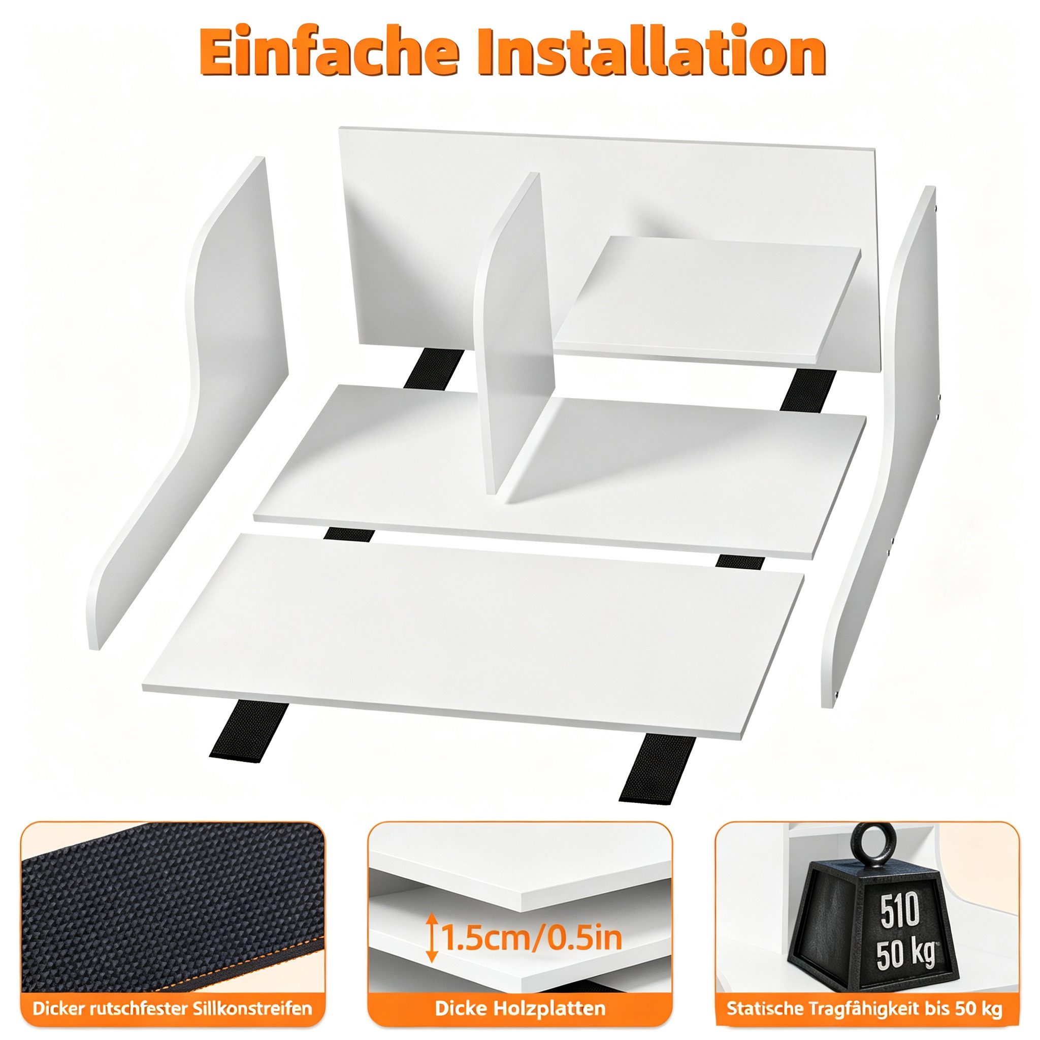 Rutaqian Waschmaschinenumbauschrank Waschmaschinen Ablage 70x68,5cm, Waschmittel Organizer Regal Ablage für die Waschmaschinen-Arbeitsplatte mit 3 m Silikonstreifen