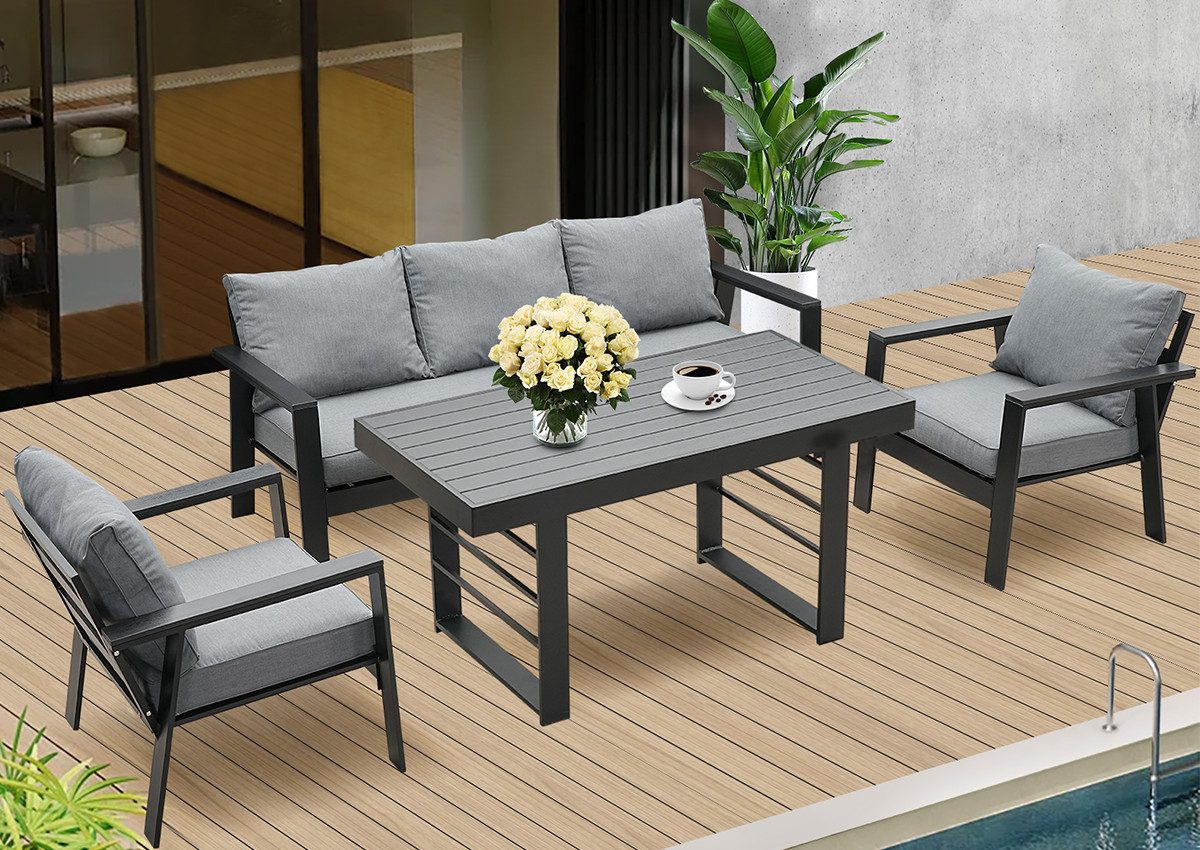 MeXo Gartenlounge-Set Aluminium Gartenmöbel set wetterfest günstig online kaufen