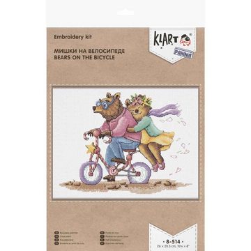 Klart Kreativset Klart Kreuzstich Set "Bären auf dem Fahrrad", Zählmuster, 26x20,5cm, (embroidery kit)