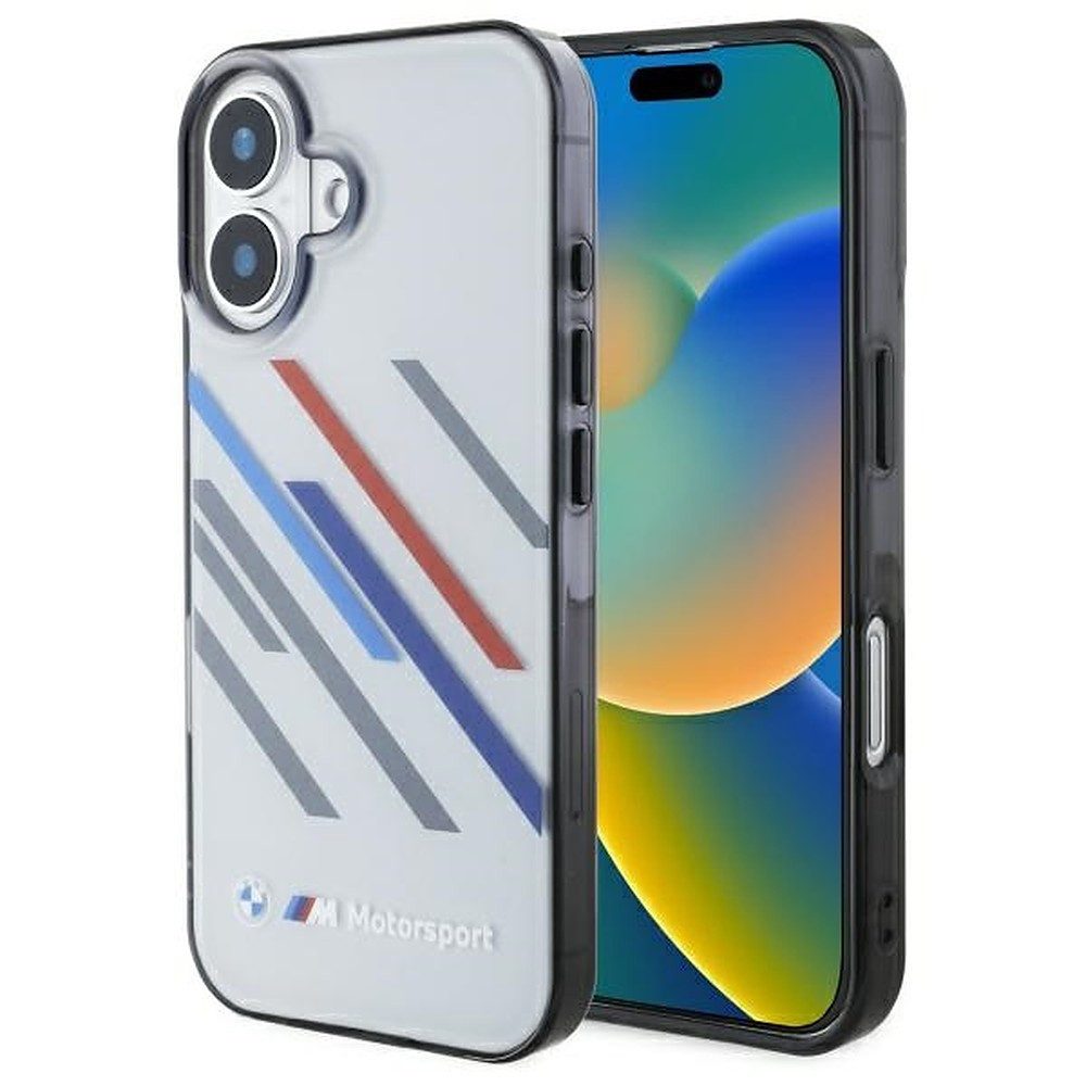 BMW Handyhülle Schutzhülle Smartphonehülle Rennsportdesign 6,7 Zoll, BMW Lizenzprodukt, Motorsport-Streifen, erhöhte Ränder