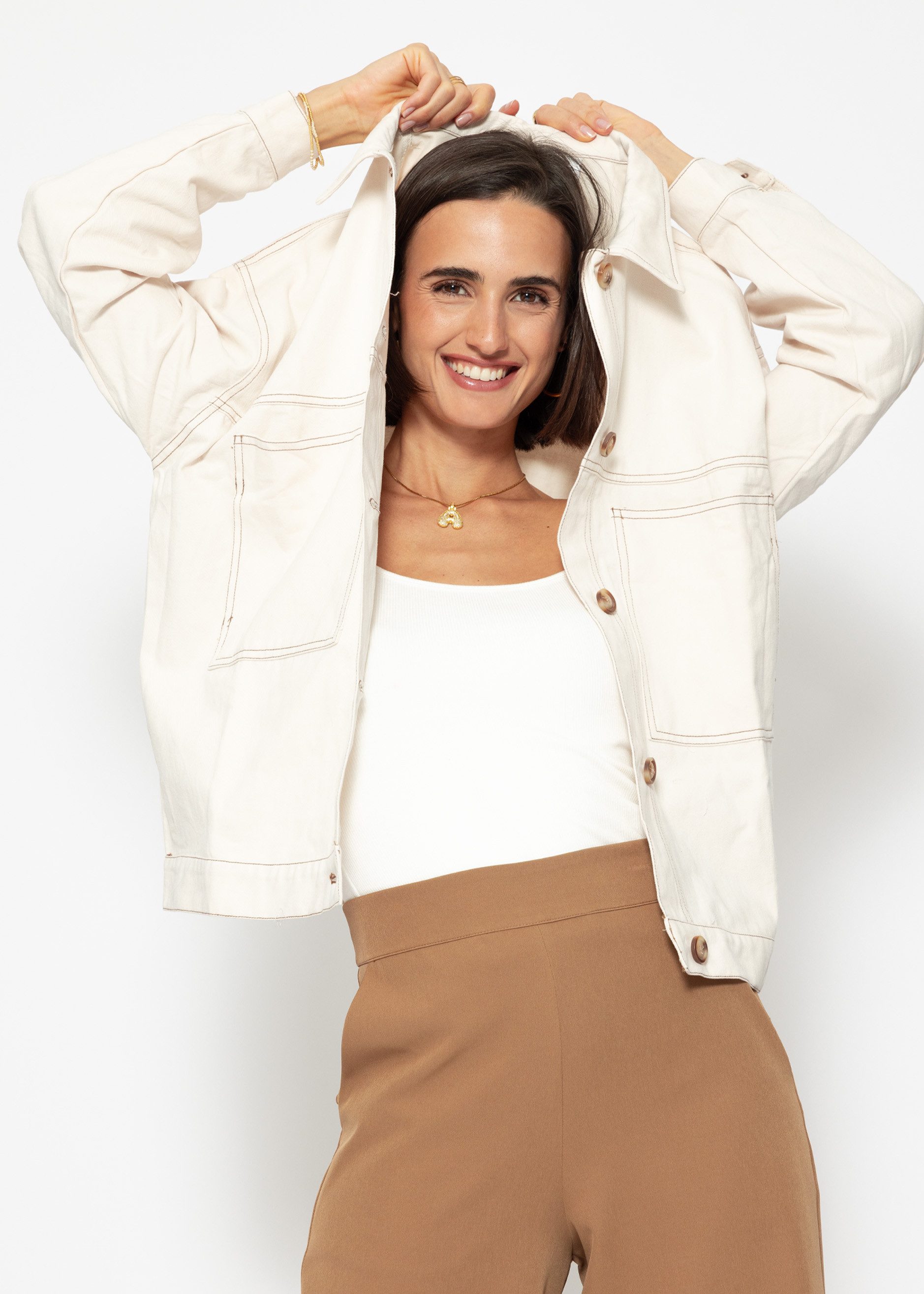 SASSYCLASSY Blusenjacke Oversized Blusenjacke aus Baumwolle günstig online kaufen