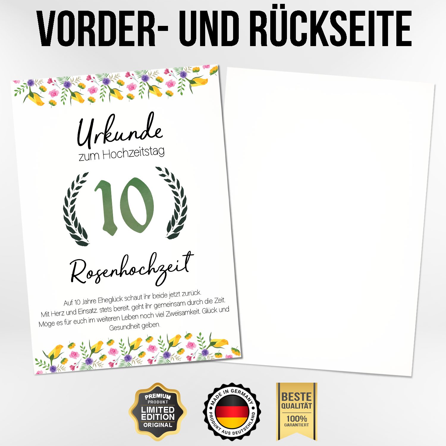 Tigerlino Poster 10. Hochzeitstag Geschenk Urkunde günstig online kaufen
