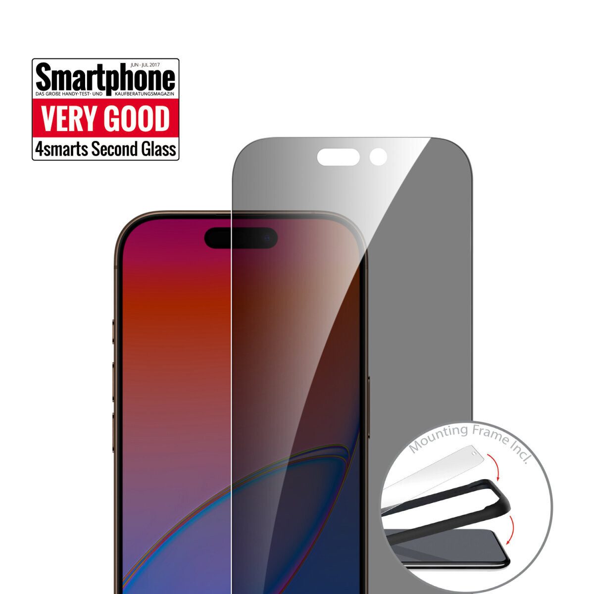 4smarts Sichtschutzfolie 4smarts Second Glass Privacy mit Montagerahmen iPh