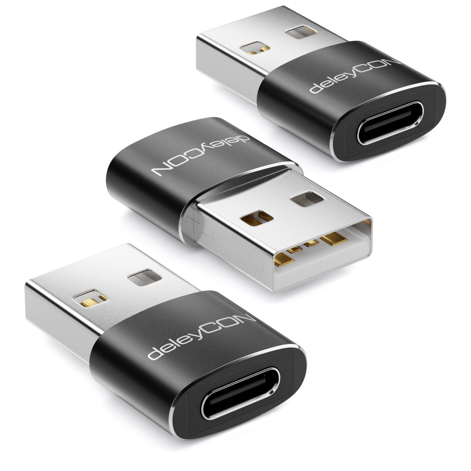 deleyCON deleyCON 3x USB2.0 Mini Adapter USB zu USB C-Buchse Notebook USB-Adapter