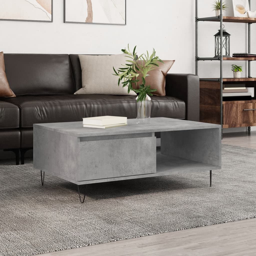 furnicato Couchtisch Betongrau 90x60x35 cm Holzwerkstoff günstig online kaufen