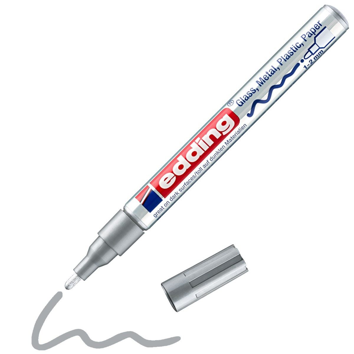 edding Lackmarker Glanzlack-Marker 751 creative Rundspitze silber, wasserfest und hitzebeständig bis 400