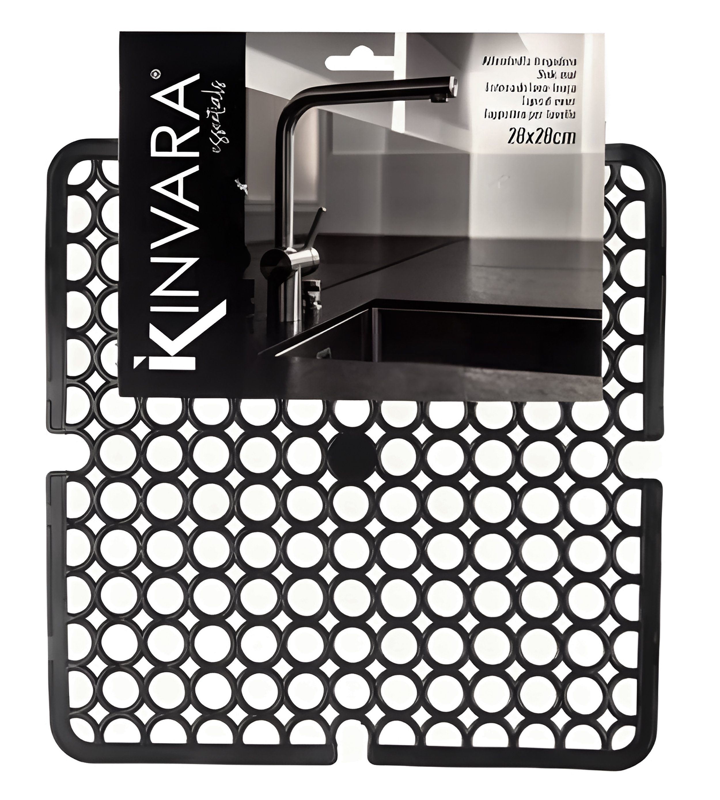 KINVARA Abtropfmatte SPÜLBECKEN EINLAGE 28x28cm eckig Spülbeckenmatte Matte 85 (Schwarz), Spülmatte Spülbeckeneinlage Abtropfmatte