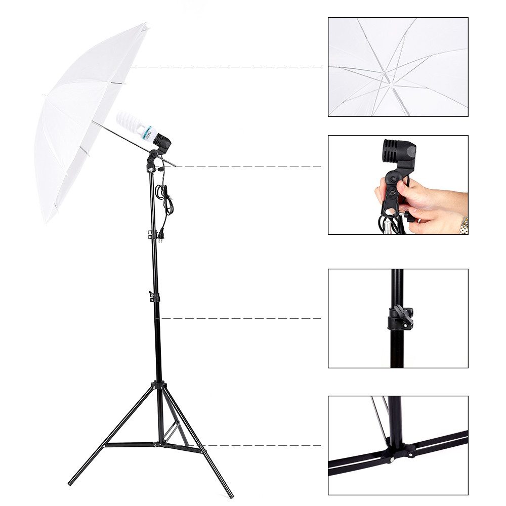 VINGLI Fotohintergrund Professionelles Dauerlicht Set 5500K Regenschirm, Hintergrund Fotostudio Set mit 2M-Stativ für Fotografieren – Bild 3 von 5