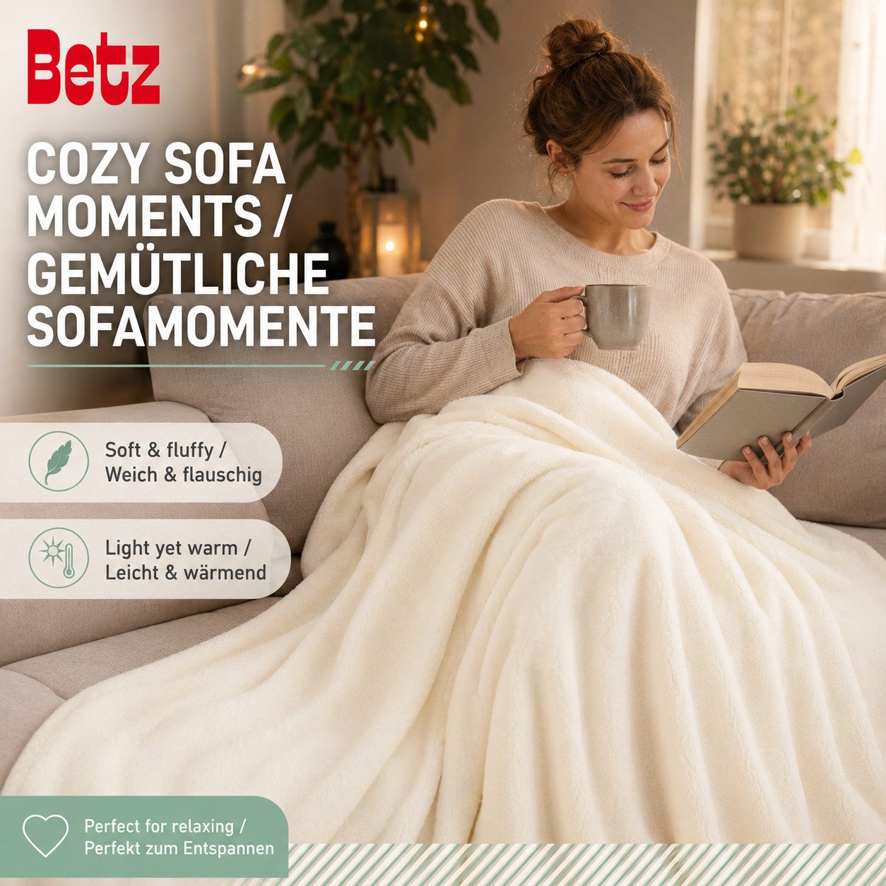 Wohndecke Betz Fleecedecke 130x170 cm 180g/m² – Weiche Wohndecke & Kuscheldecke, Betz, Leicht, wärmend & pflegeleicht – Bild 5 von 5